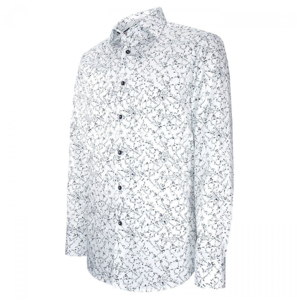 Chemise cintrée tissu imprimé fleuri AE7AM1 blanc