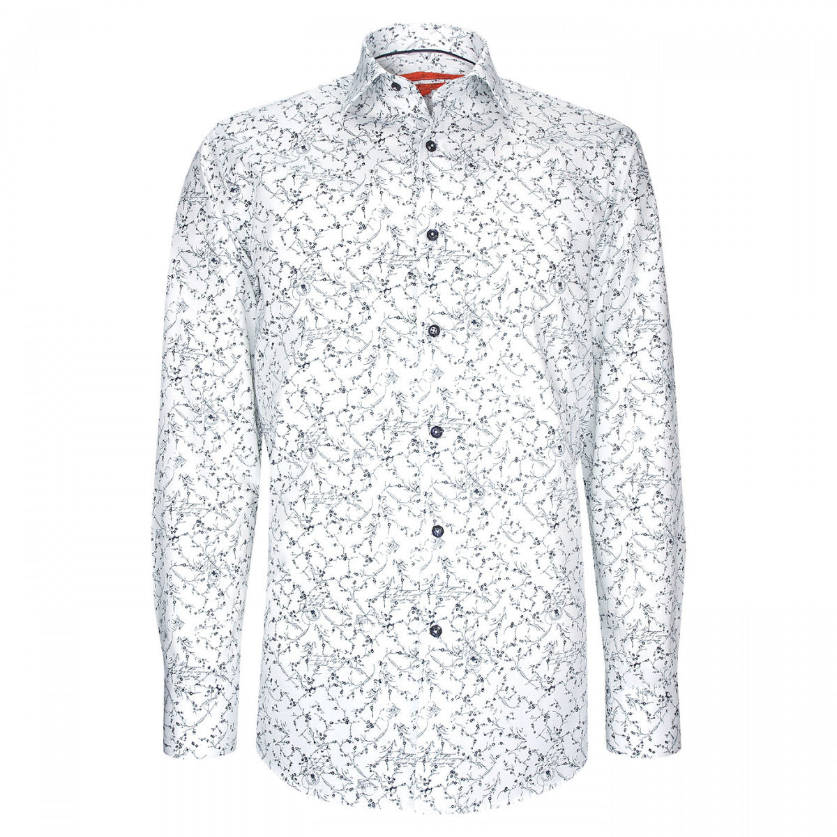 Chemise cintrée tissu imprimé fleuri AE7AM1 blanc
