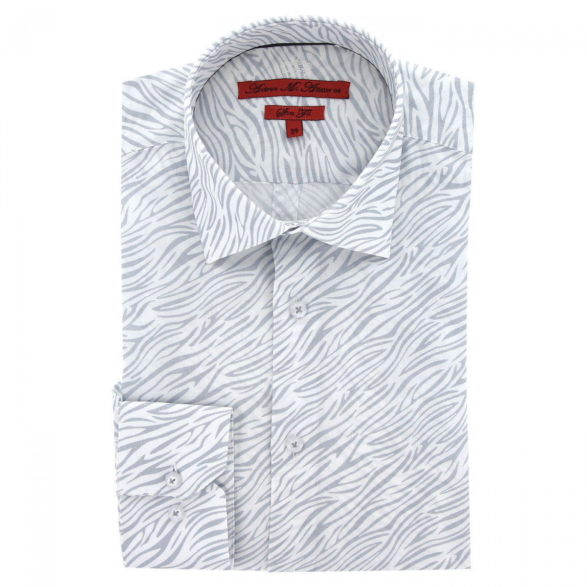 Chemise cintrée tissu imprimé zébré AE8AM1 blanc