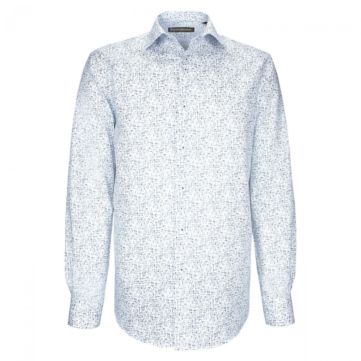 Chemise coupe droite tissu structuré à motifs STRUCO AE4EB1 blanc bleu