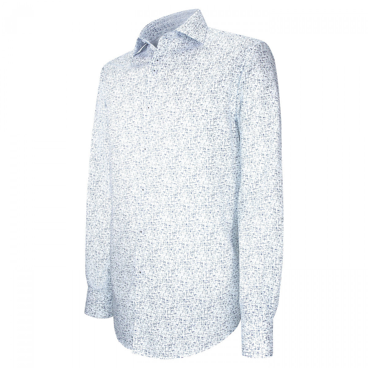 Chemise coupe droite tissu structuré à motifs STRUCO AE4EB1 blanc bleu