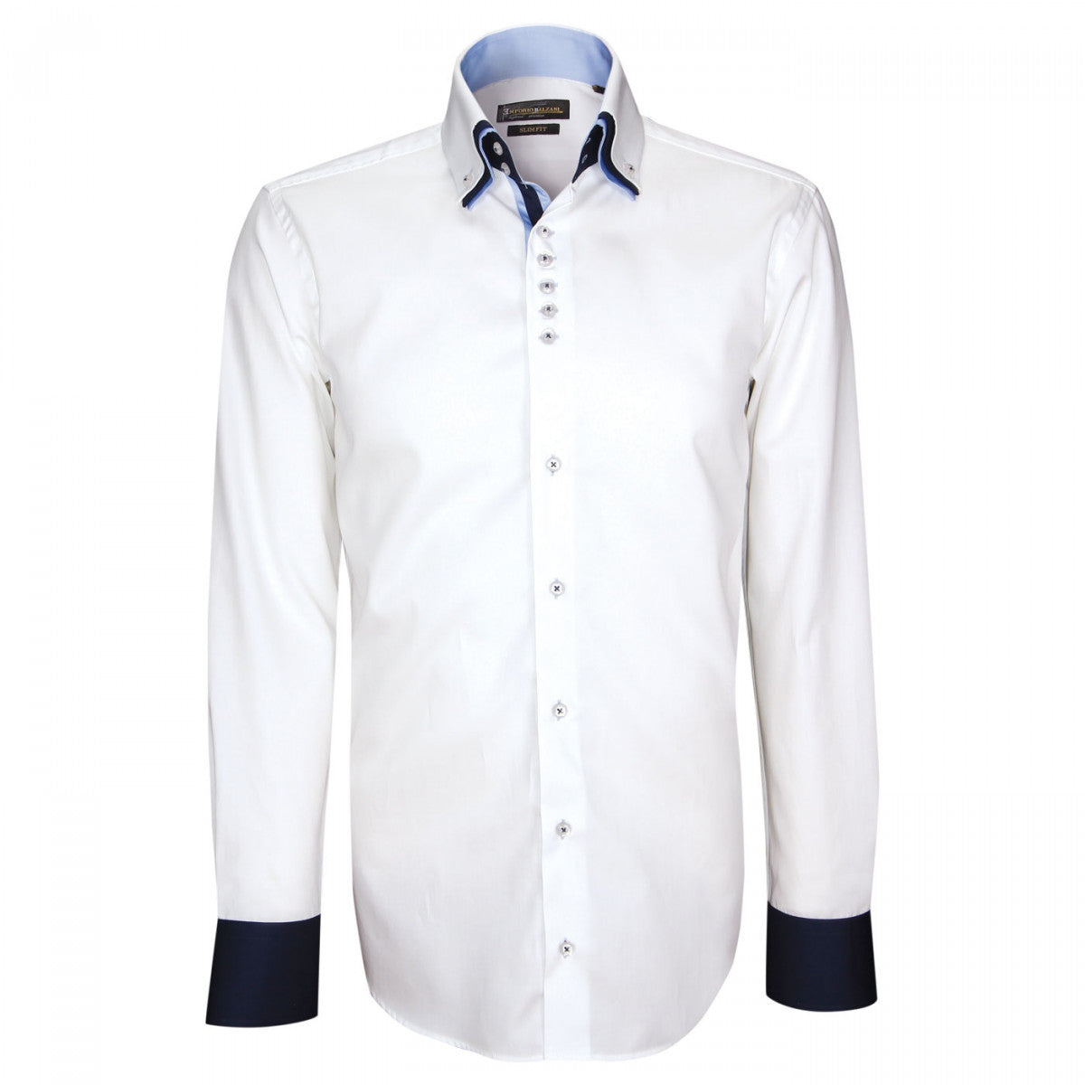 Chemise mode triple col Emporio Balzani ZP3EB3 blanc bleu