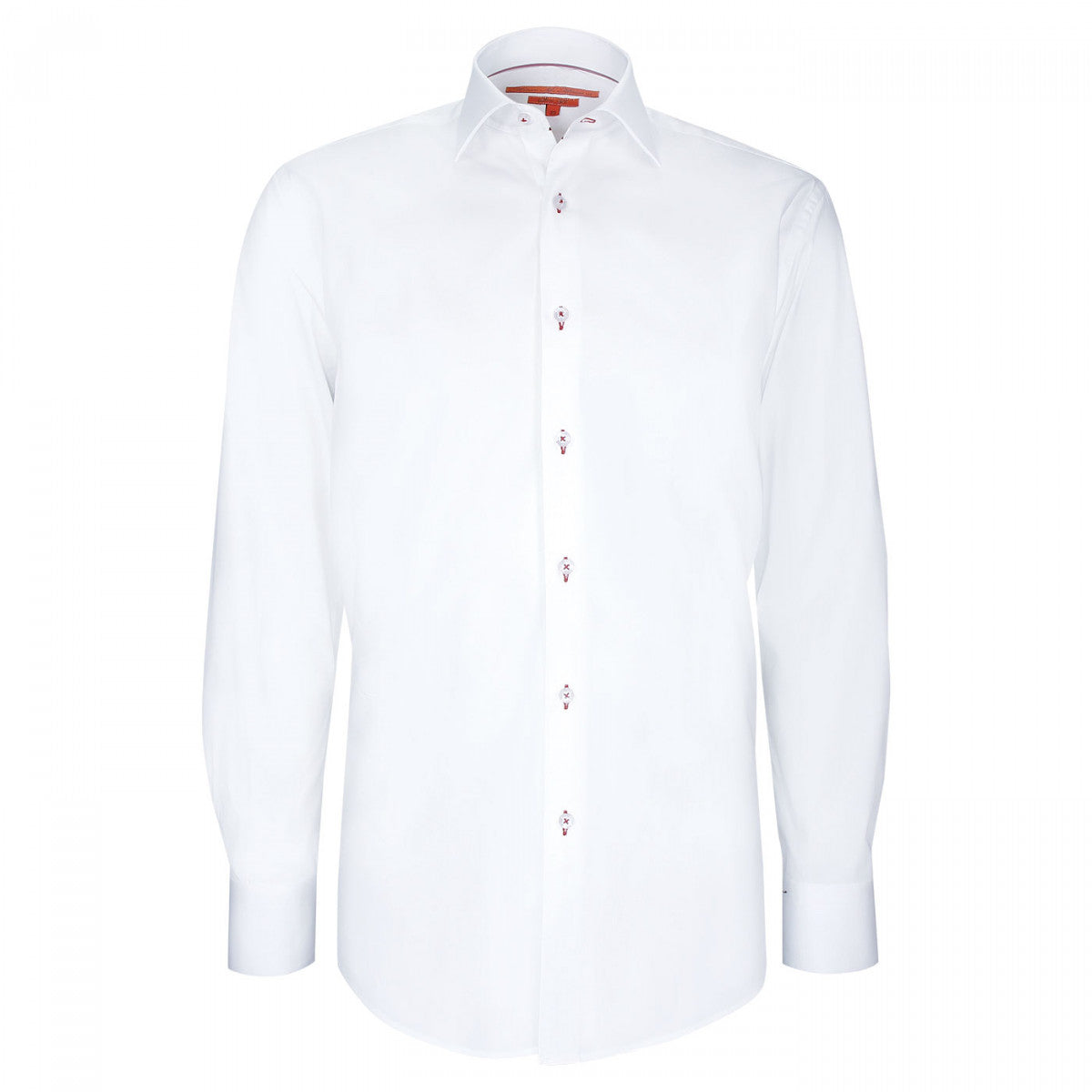 Chemise cintrée uni 100% coton AE14AM1 blanc rouge