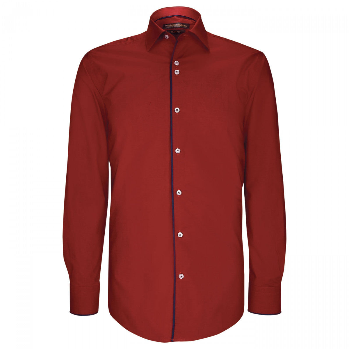 Chemise cintrée unie avec liseré GALONI AE7EB1 rouge