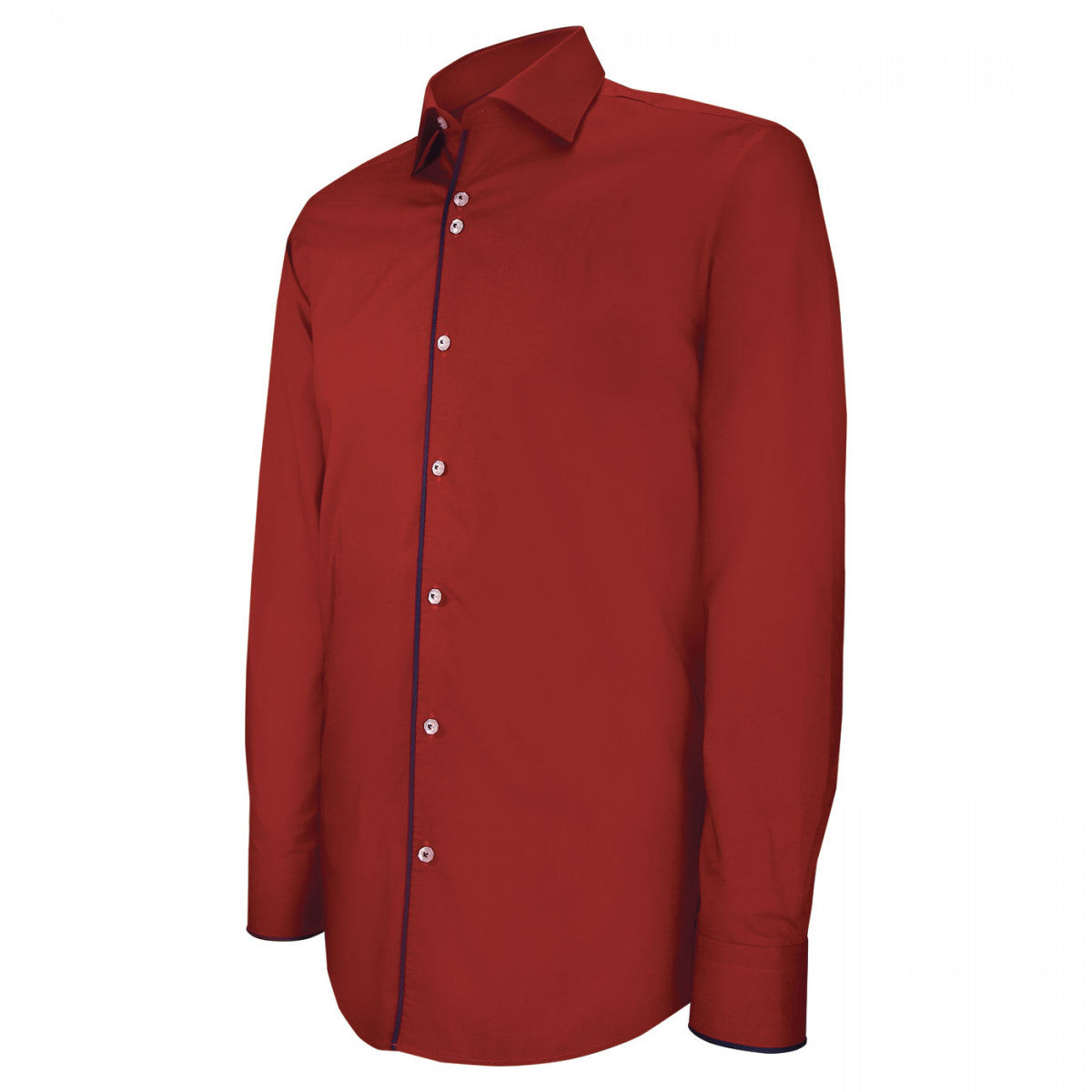 Chemise cintrée unie avec liseré GALONI AE7EB1 rouge