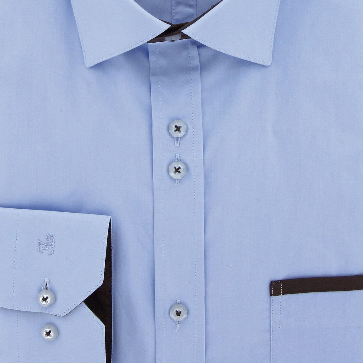 Chemise cintrée unie liseré sur poche TASCOMAR AE9EB1 bleu