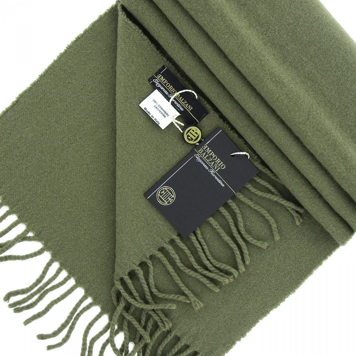 Echape100% CACHEMIRE Emporio balzani ITAL-CASH7 vert kaki