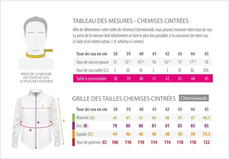 Measures Table - shirts