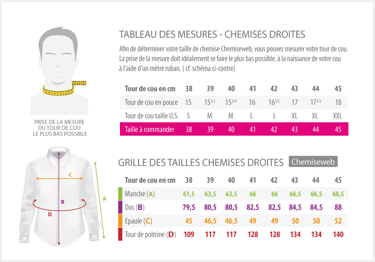 Measures Table - shirts